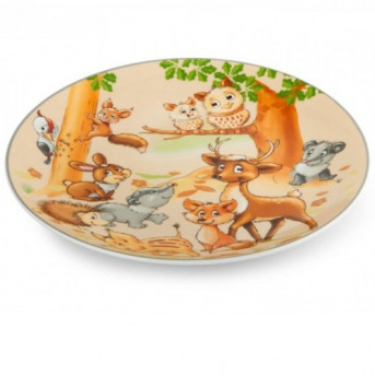 Tanier plytký porcelán Lesne zvieratka 210 mm balene po 6 kusov